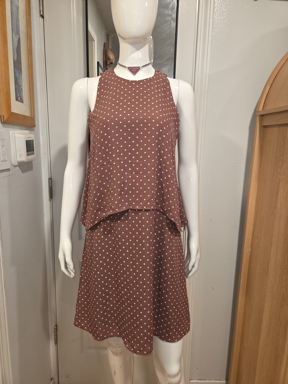 Ann Taylor Gorgeous Polka Dot Layered A-Line Dress - Rust Sz 4